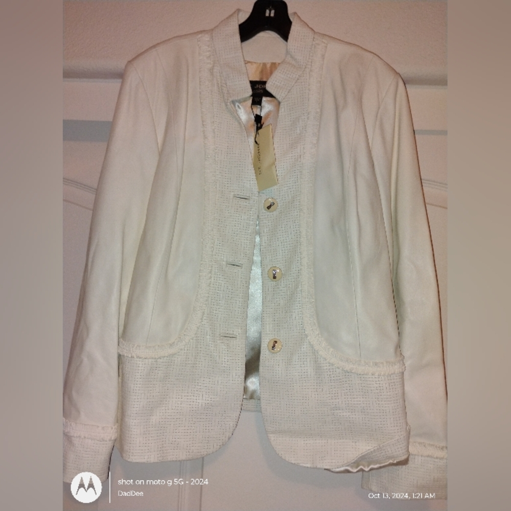 St. John Creme Leather Jacket